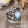 Antique Silver Star Moon Oval Blue Stone Fashion Ring view 4