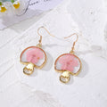 Gold Pressed Flower Resin Drop Earrings Mushroom Daisy 4 Styles view 3