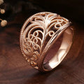 Rose Gold Tone Wide Filigree Scroll Ring Polished Metal Jewelry view 2