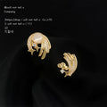 Gold-Tone Meteor Cloud Cat Eye CZ Stud and Clip Earrings view 4