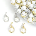 Pearl Teardrop Leaf Charms in Gold and Silver Tones view 1