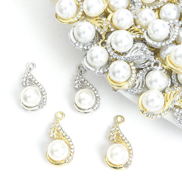 Pearl Teardrop Leaf Charms in Gold and Silver Tones