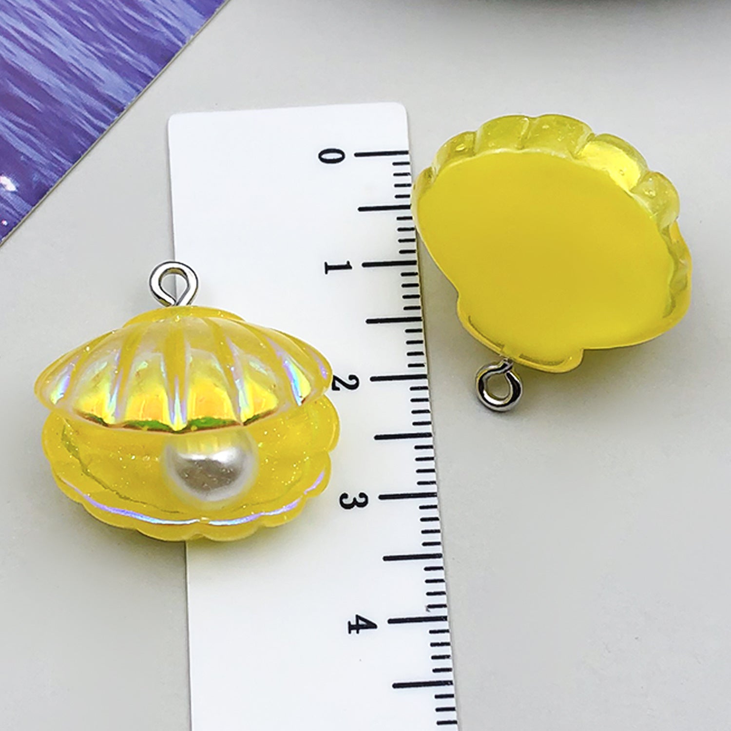 Color Plated Resin Pearl Shell Charm Pendant for DIY Bracelet Necklace Earrings Jewelry
