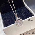 Silver Openwork Flower Clear CZ Pendant Necklace Metal view 5