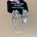 Silver Tone Crystal Chain Tassel Statement Stud Earrings view 4