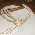 White Pearl Rose Necklace In Three Strand Styles Pendant Jewelry view 6