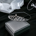 Silver Rhinestone Crown Tiara Headbands Geometric Styles view 6