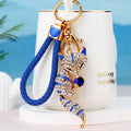 Jeweled Striped Fox Keychain in Red, Blue and Purple view 2