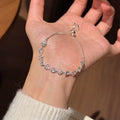 Silver Heart Crystal and Pearl Bow Slider Bracelets view 6