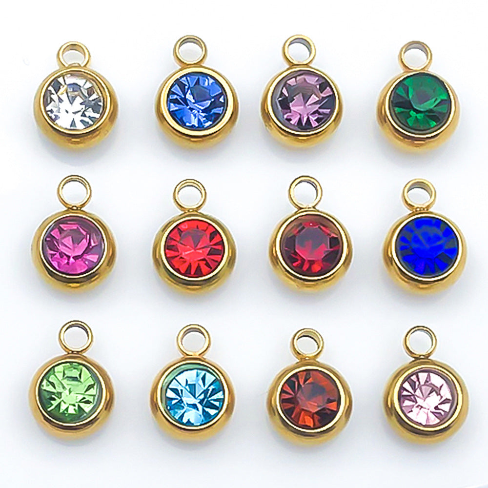 Stainless Steel Satellite Birthstone Charm Pendant for DIY Bracelet Necklace Jewelry