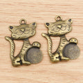 Lucky Cat Pendants with Coin Detail in Two Antique Tone Finishes view 6