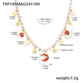 Pearl Christmas Charm Necklace and Bracelet in Gold Tone view 6