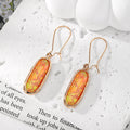 Oval Foil Glass Drop Earrings Textured Gold Frame 5 Colors view 4