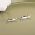 Silver Tone Double Curve Clear Stone Ear Climber Earrings view 3