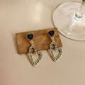 Black Heart Stud Gold Open Heart Drop Earrings Braided Edge view 2