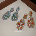 Gold And Silver Tone Multicolor Oval Drop Earrings view 4
