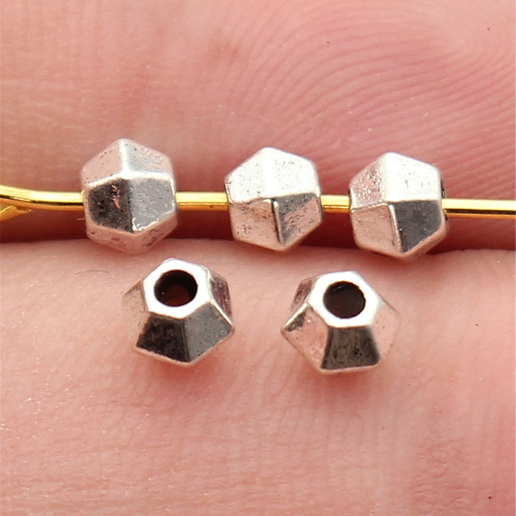 4.7x4.7x3.7mm 0.19g Multicolor Zinc Alloy Hexagon Geometric Polyhedron Loose Metal Beads for Bracelet Making