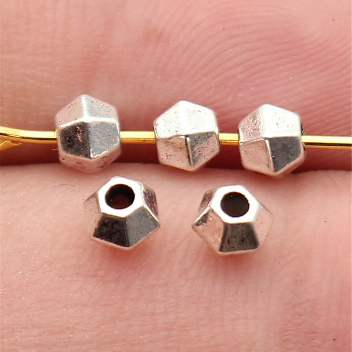 Three Finish Faceted Hexagonal Spacer Bead Metal Jewelry Making Component