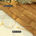 Gold Crescent Moon And Star Chain Necklace Bracelet Set view 2
