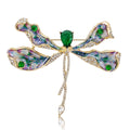 Jeweled Dragonfly Brooch With Long Crystal Tail Jacket and Scarf Accessory view 1