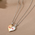Silver Tone Magnetic Split Heart Pendant Necklace Pairs view 2