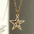 Hollow Dotted Star Pendant Necklace Gold Silver Black Gold view 2