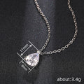 Gold Silver Pear Drop CZ Pendant Necklace Two Metal Tones view 4