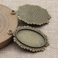 Sunburst Oval Cabochon Tray In Antique Bronze And Antique Silver For Jewelry Making view 4