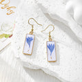 Slim Rectangular Pressed Flower Drop Earrings in Twelve Designs view 12