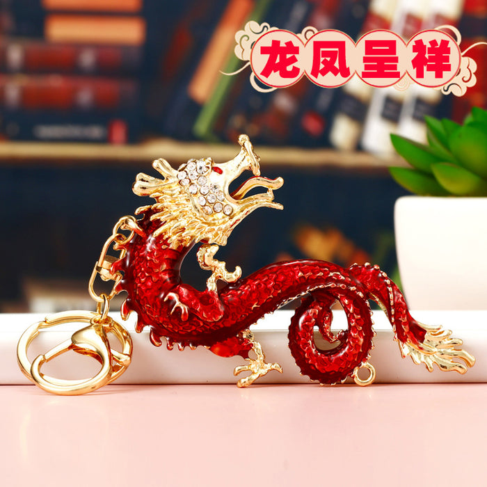 Jeweled Chinese Dragon Keychains in Twenty-Two Pictured Designs