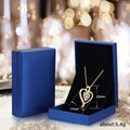 Gold Tone Heart Outline Clear Stone Pendant Necklace view 5