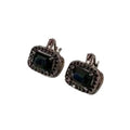 Black Crystal Square Huggie Earrings Decorative Jewelry view 5