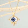 Gold Tone Spiked Eyeball Pendant Necklaces in Six Iris Colors view 3