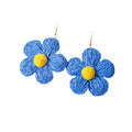 Ten Color Woven Five Petal Flower Long Hook Earrings view 5