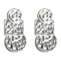 Silver Molten Circle Square Stack Drop Stud Earrings Pair Style view 5