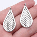 Woven Pattern Round and Teardrop Pendants in Antique Silver view 3