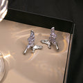 Silver Purple Crystal Butterfly Stud Earrings Lavender Wings view 4