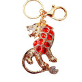 Cat Eye Leopard Keychains With Red or Peacock Green Stones view 5