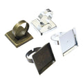 Square Cabochon Ring Settings in Bronze and Silver Tones view 5