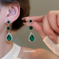 Teardrop Crystal Necklace And Earring Set In Clear Or Green view 4