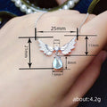 Silver Angel Wings Pendant Necklace with Blue Teardrop Stone view 4