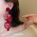 Fabric Rose and Floral Drop Earrings in Five Designs view 3