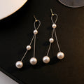 White and Red Pearl Look Wire Cascade Long Earrings view 4