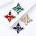 Eight Point Crystal Star Brooch in Detailed Metal and Crystal Design view 2