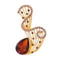 Pink Orange Flower Crystal Metal Brooch Pin for Jackets and Lapels view 1