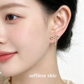 Gold Tone Clear Stone Bow Tassel Stud Earrings For Women view 2
