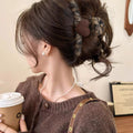 Leopard Fuzzy Claw Clip Brown Flocked Heart Accent view 4