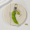 Realistic Green Edamame Pod and Bean Snap-Hook Keychain view 4
