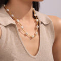 Irregular Imitation Pearl Gold Tube Station Necklace view 3