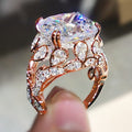 Oversized Oval Solitaire Filigree Wide Ring In Three Metal Tones view 6